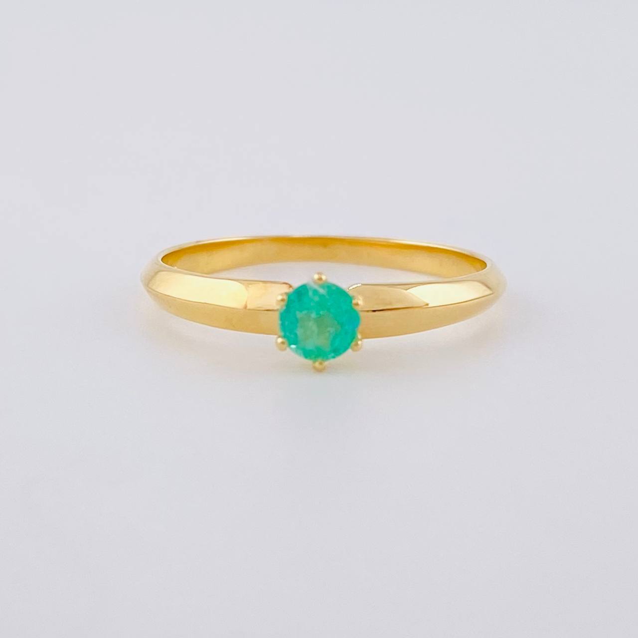 Solitaire Ring Six Prong Emeralds 24pts 1.85g / T6 3/4 Yellow Gold 18K