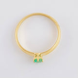 Solitaire Ring Six Prong Emeralds 24pts 1.85g / T6 3/4 Yellow Gold 18K