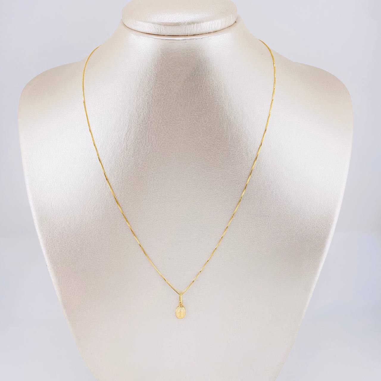 Set Cadena Veneciana + Dije Virgen Milagrosa / 1.35g / 16 in Oro Amarillo 18K