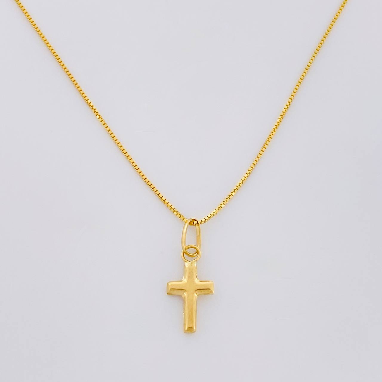 Set Cadena Veneciana + Dije Cruz / 1.25g / 16 in Oro Amarillo 18K