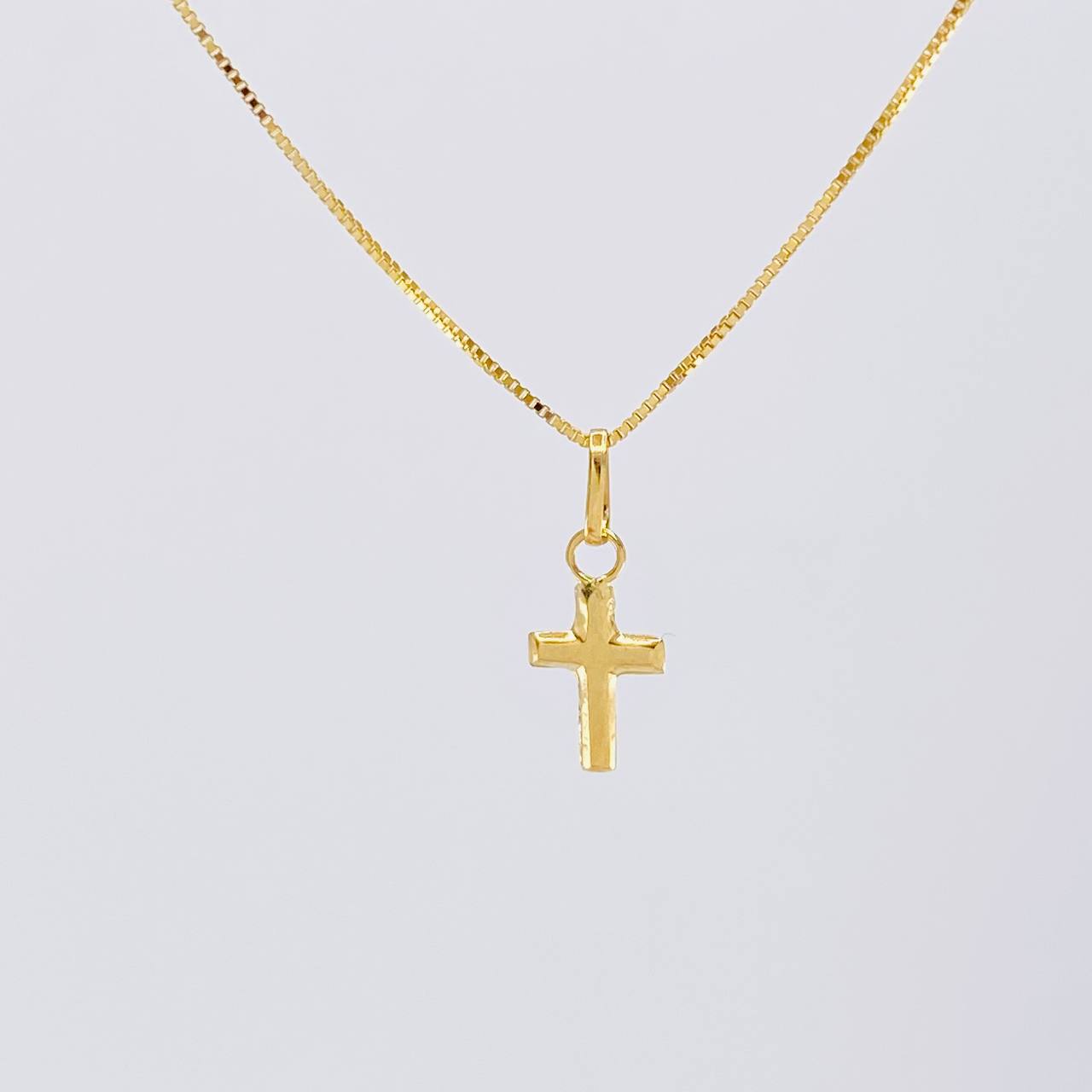 Set Cadena Veneciana + Dije Cruz / 1.25g / 16 in Oro Amarillo 18K