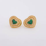 Stud Earrings Heart Dense 4.85g / in / 13.85mm Yellow Gold 18K