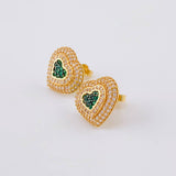 Stud Earrings Heart Dense 4.85g / in / 13.85mm Yellow Gold 18K
