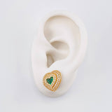 Stud Earrings Heart Dense 4.85g / in / 13.85mm Yellow Gold 18K