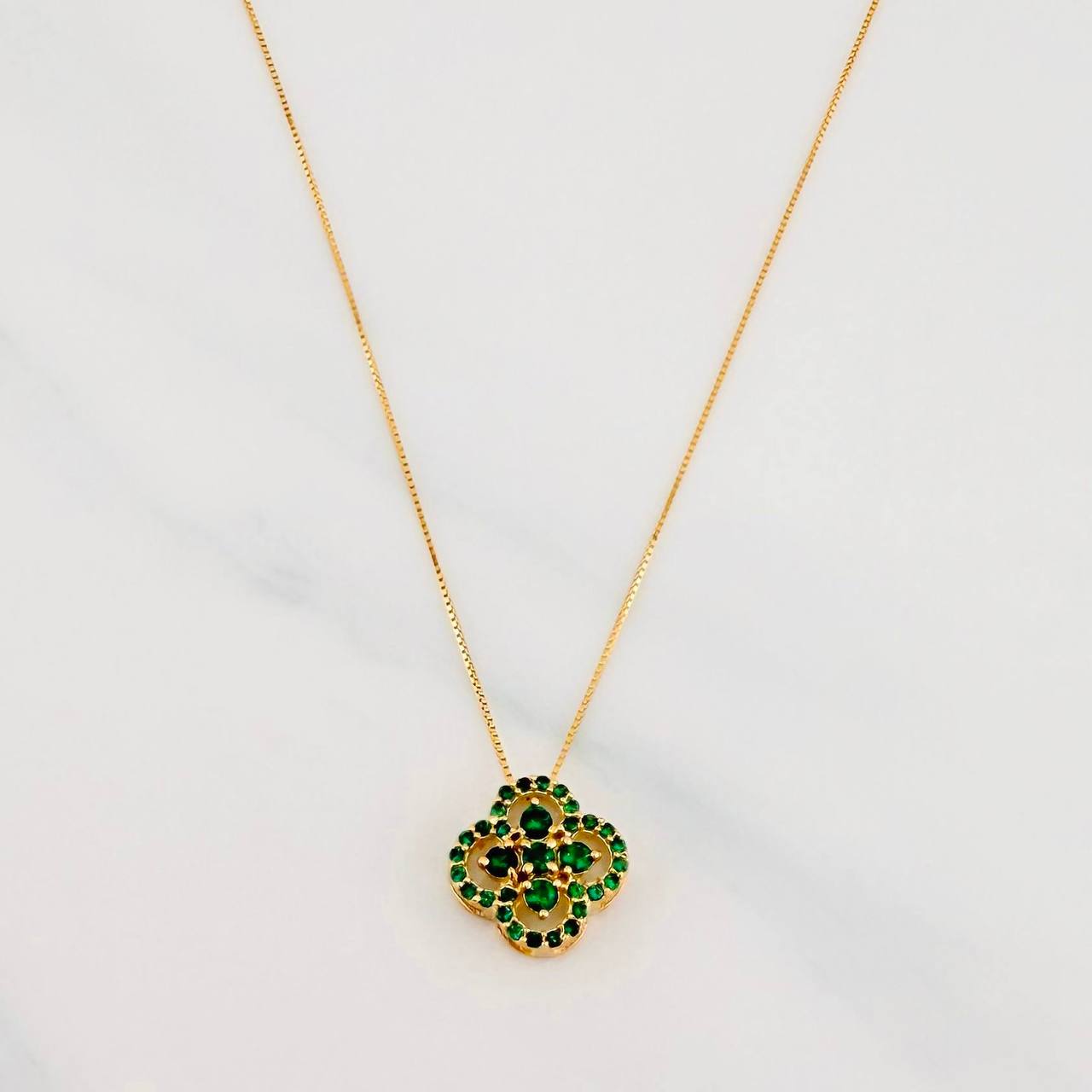 Set Cadena Veneciana + Dije Trebol / 2.4 g / 17 3/4 in Oro Amarillo 18K