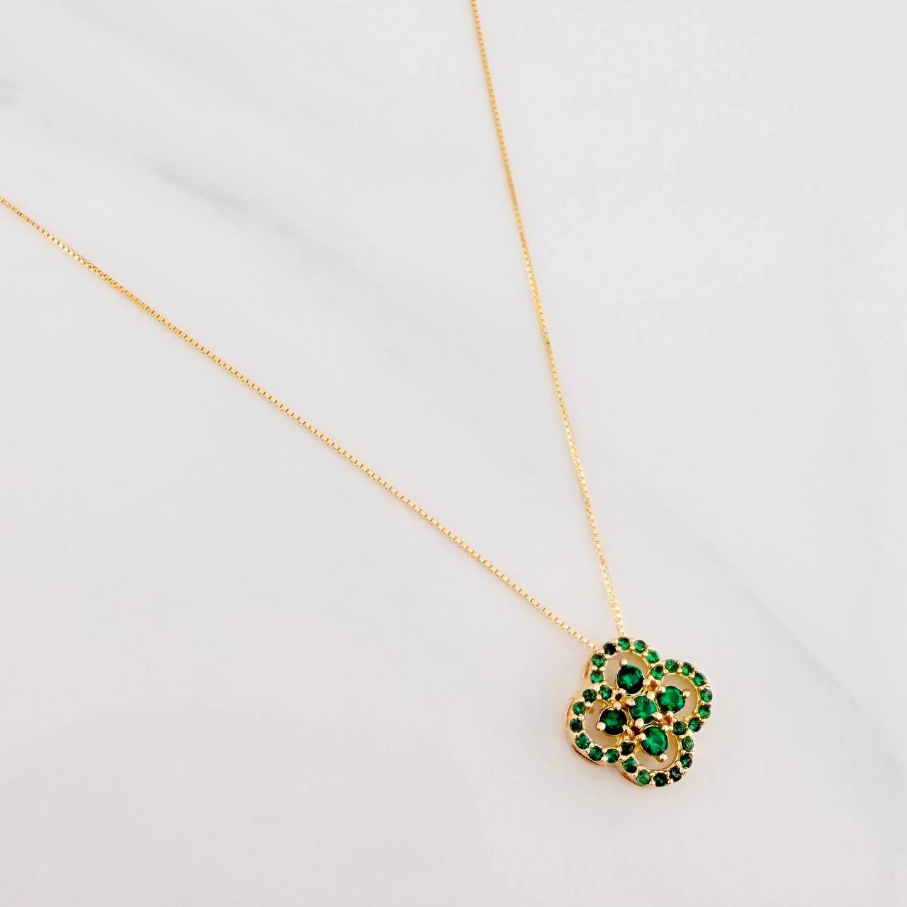 Set Cadena Veneciana + Dije Trebol / 2.4 g / 17 3/4 in Oro Amarillo 18K