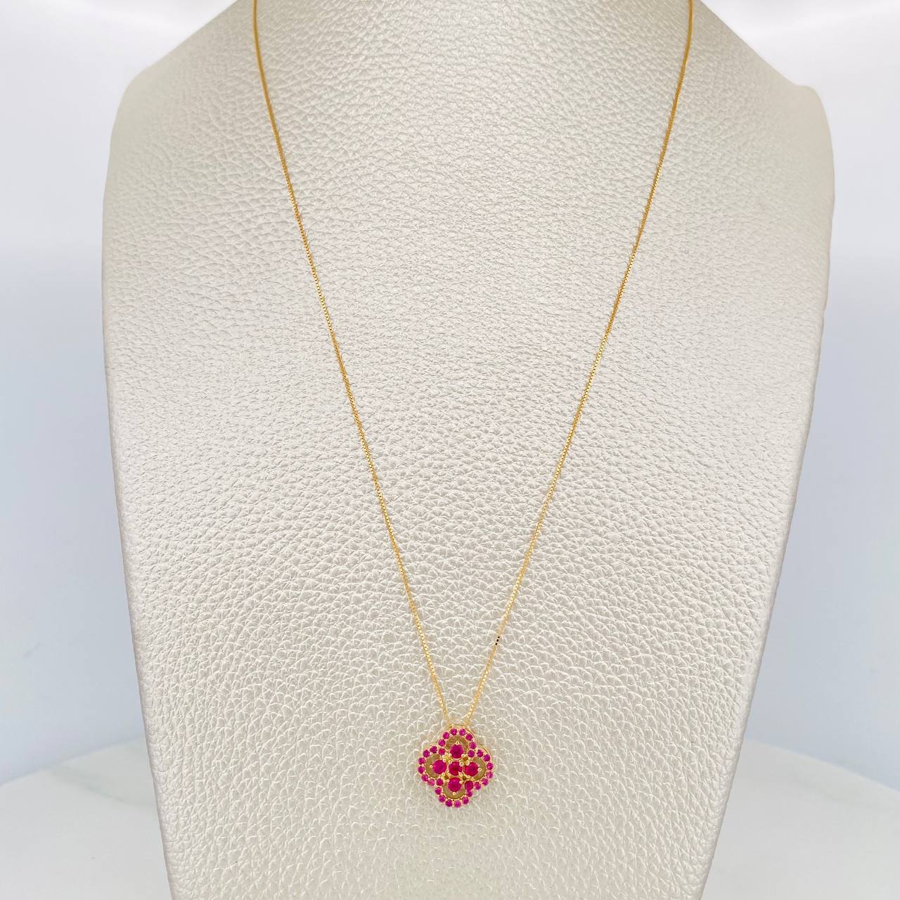 Set Venetian Chain + Clover Pendant / 2.45 g / 17 3/4 in 18K Yellow Gold