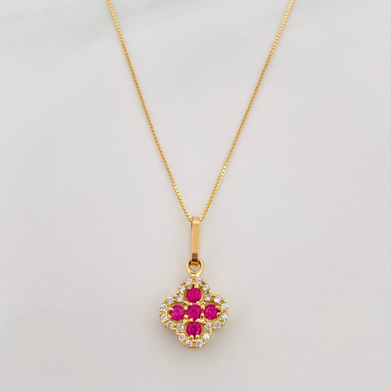 Set Cadena Veneciana + Dije Trebol / 2.15 g / 17 3/4 in Oro Amarillo 18K