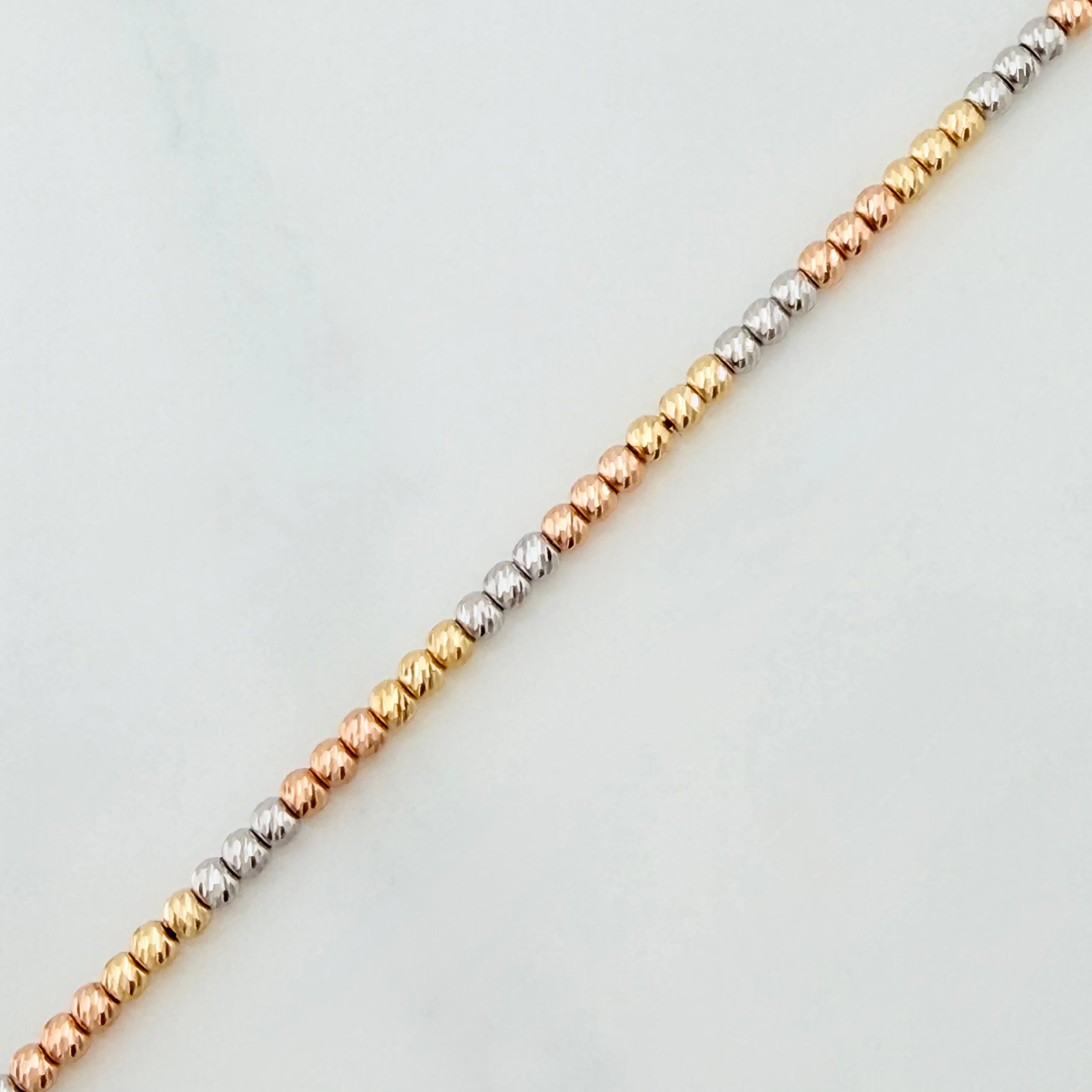 Military Adjustable Bracelet 3.8 g / 7 1/4 in - 7 3/4 in / 3 mm Three Golds 18K