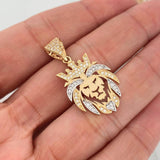 Dije León 3.2 g / 1 1/2 in Dos Oros Amarillo Blanco 18K