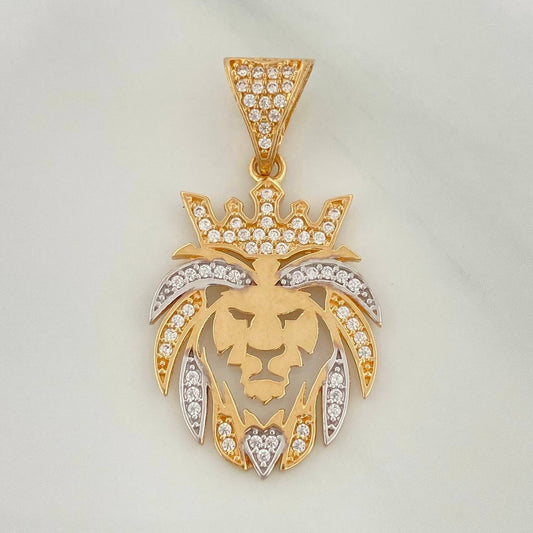 Dije León 3.2 g / 1 1/2 in Dos Oros Amarillo Blanco 18K