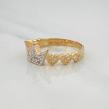 Crown Hearts Ring 2.75 g / T7 Two-Tone Yellow White Gold 18K