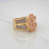 Anillo Signo Dólar 10 g / T9 Tres Oros 18K