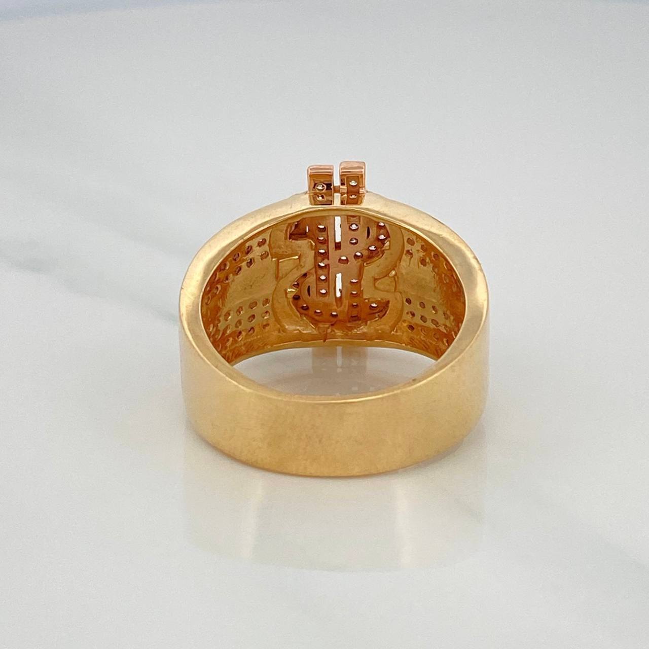 Anillo Signo Dólar 10 g / T9 Tres Oros 18K