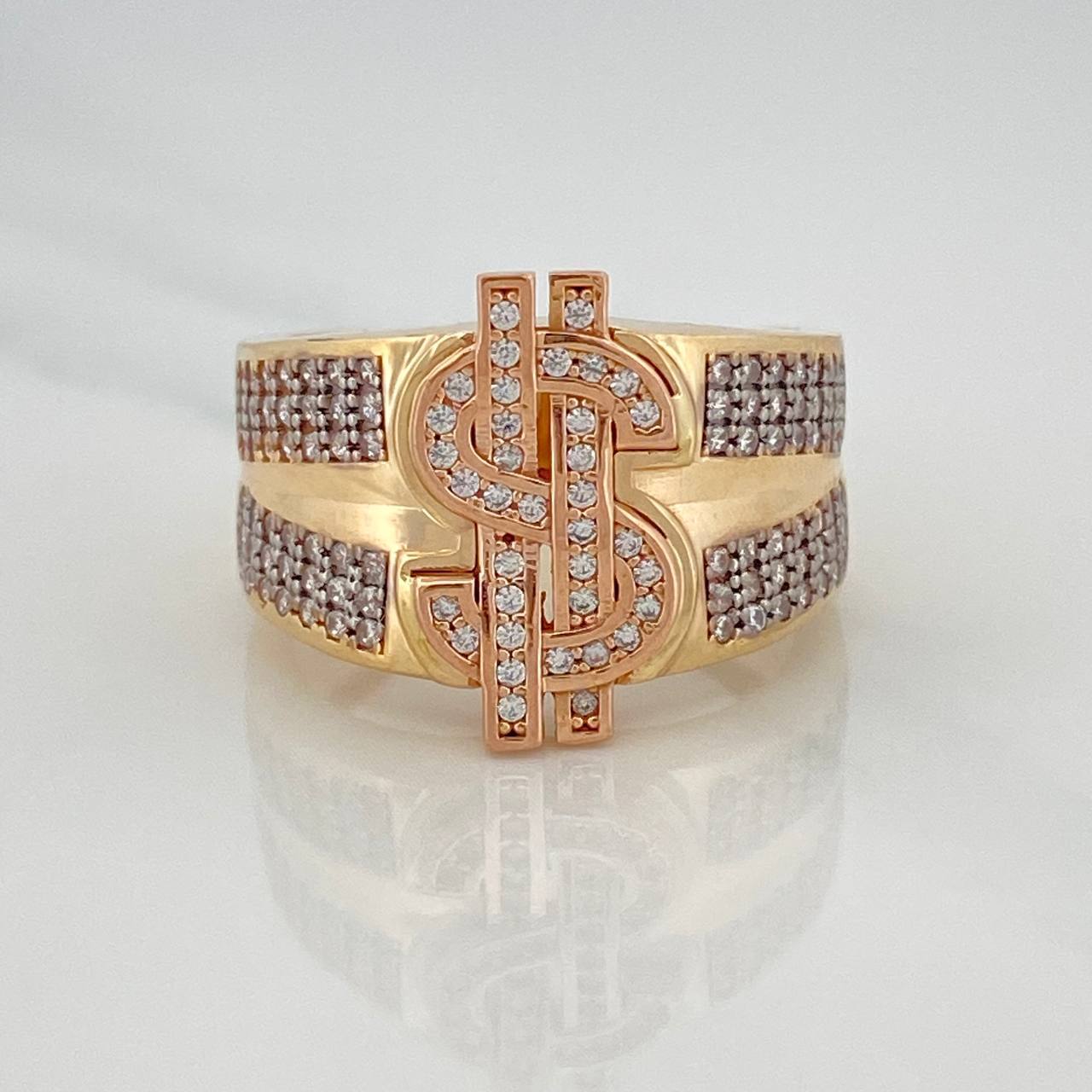 Anillo Signo Dólar 10 g / T9 Tres Oros 18K