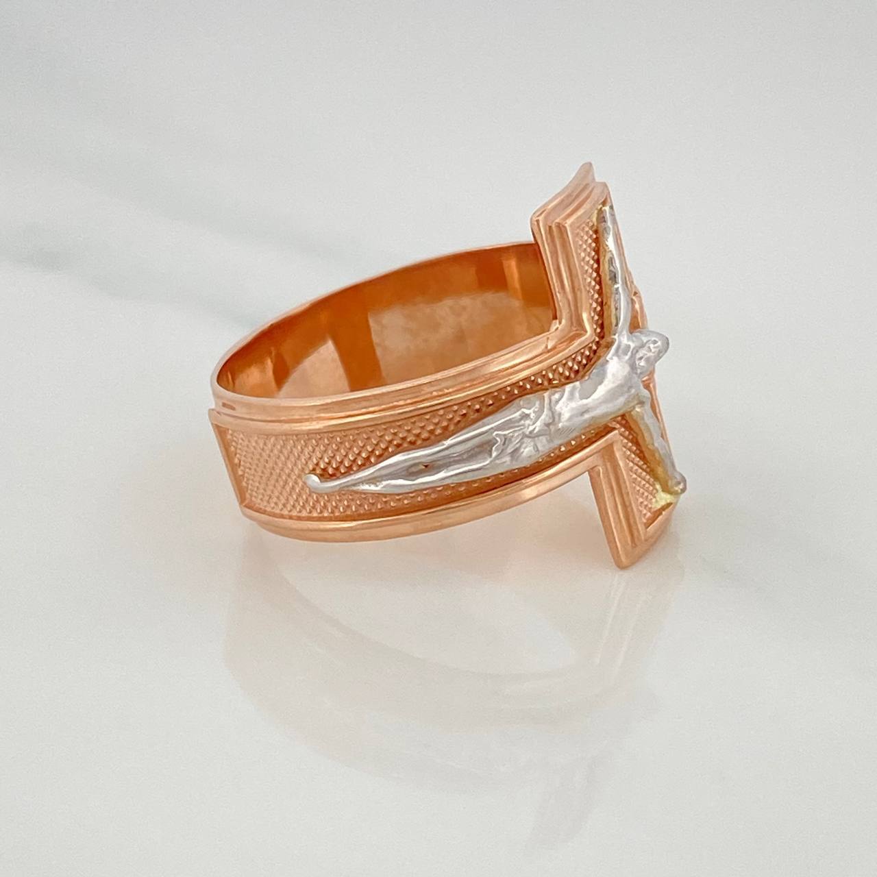 Christ Cross Ring 8 g / T10 1/2 Two-Tone White Rose Gold 18K