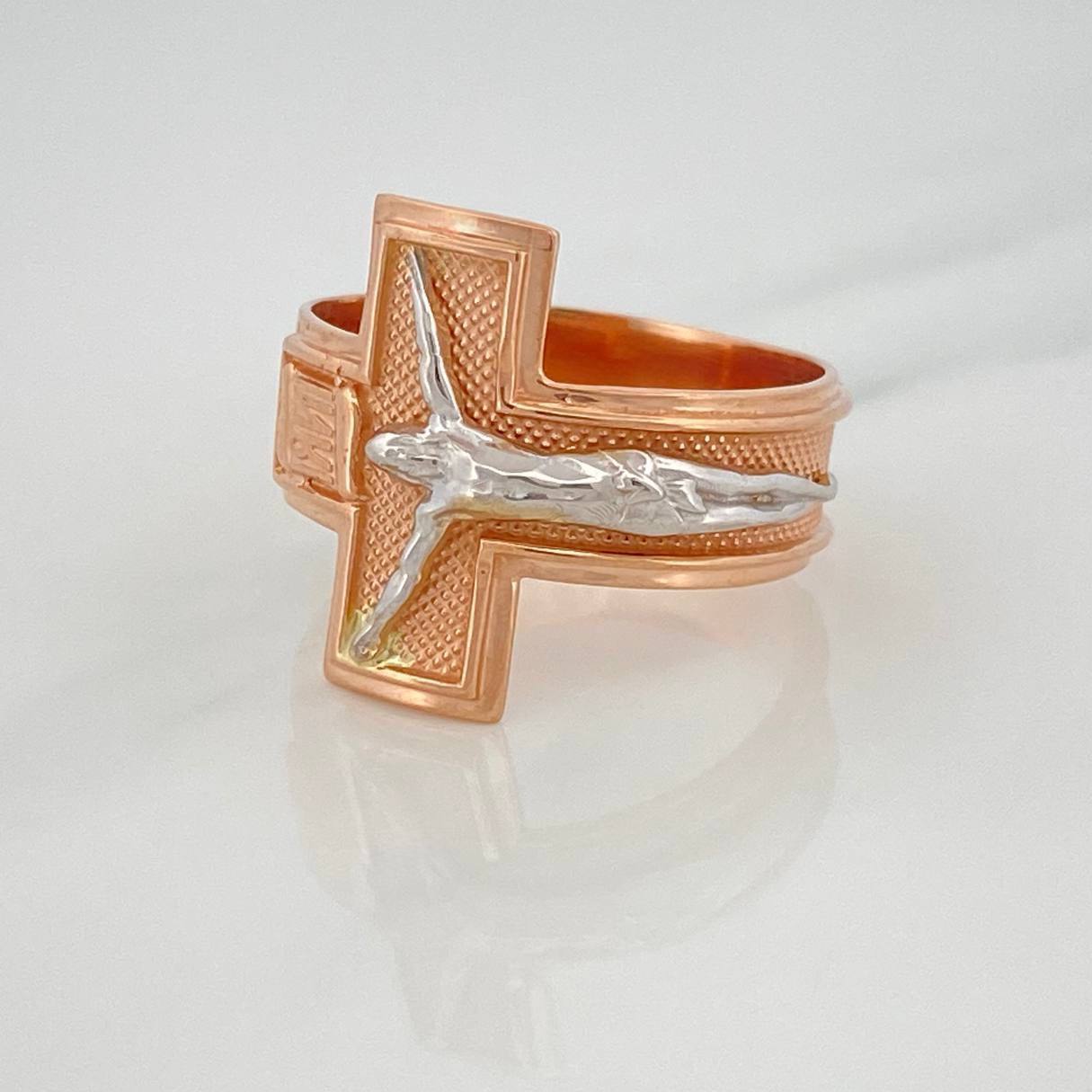 Christ Cross Ring 8 g / T10 1/2 Two-Tone White Rose Gold 18K