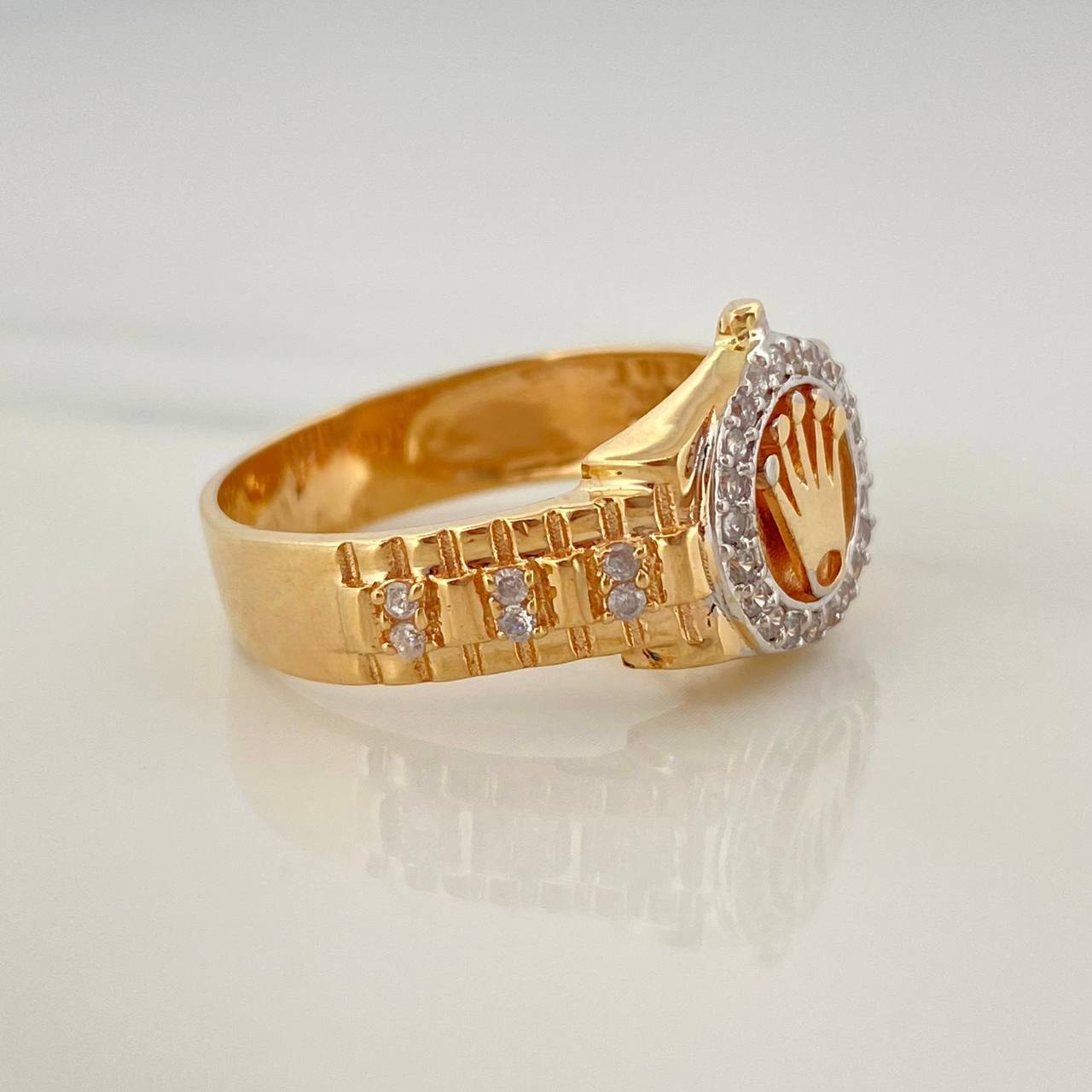 Ring Band Crown 5.9 g / T8 3/4 Two Yellow White Gold 18K