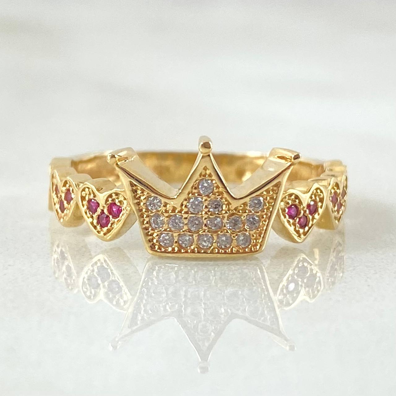 Anillo Corazones Corona 2.8gr / T6 3/4 / Oro Amarillo 18K*