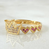 Anillo Corazones Corona 2.8gr / T6 3/4 / Oro Amarillo 18K*