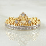 Heart Crown Ring 2.95gr / Size 7 / 18K Yellow Gold*