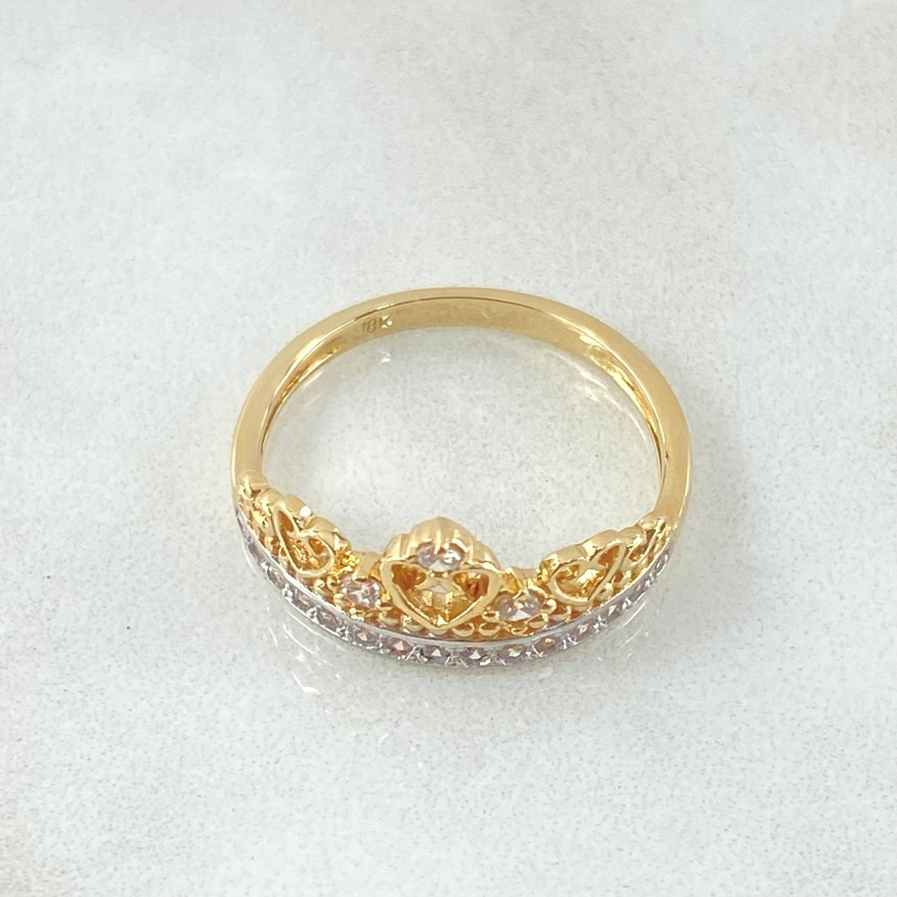 Heart Crown Ring 2.95gr / Size 7 / 18K Yellow Gold*