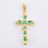 Dije Cruz Tronco Esmeraldas 1.4 Qts 3.55gr / 1 1/2 in / Oro Amarillo 18K