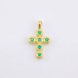 Dije Crúz Mini Aros Esmeralds 25pts 0.85gr / 3/4 in / Oro Amarillo 18K ©