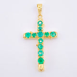 Dije Crúz Tronco Esmeraldas 2.1 Qts 7.4gr / 2 1/4 in / Oro Amarillo 18K ©