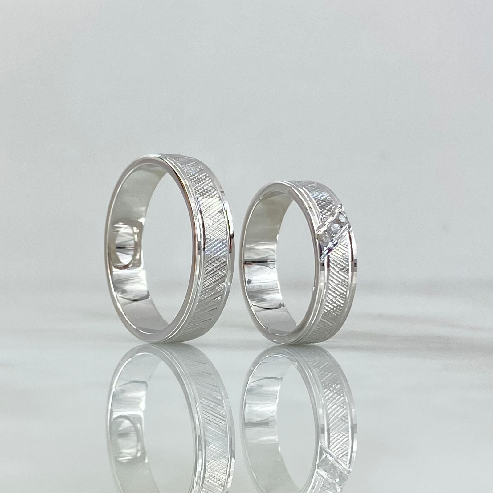 Custom Made to Order Ring Mesh Wedding Bands 13gr / White Zircons 18K White Gold