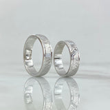 Custom Made to Order Ring Mesh Wedding Bands 13gr / White Zircons 18K White Gold