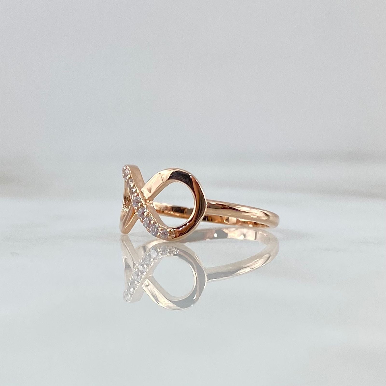 Custom Made to Order Infinity Ring 4gr / White Zircons 18K Rose Gold