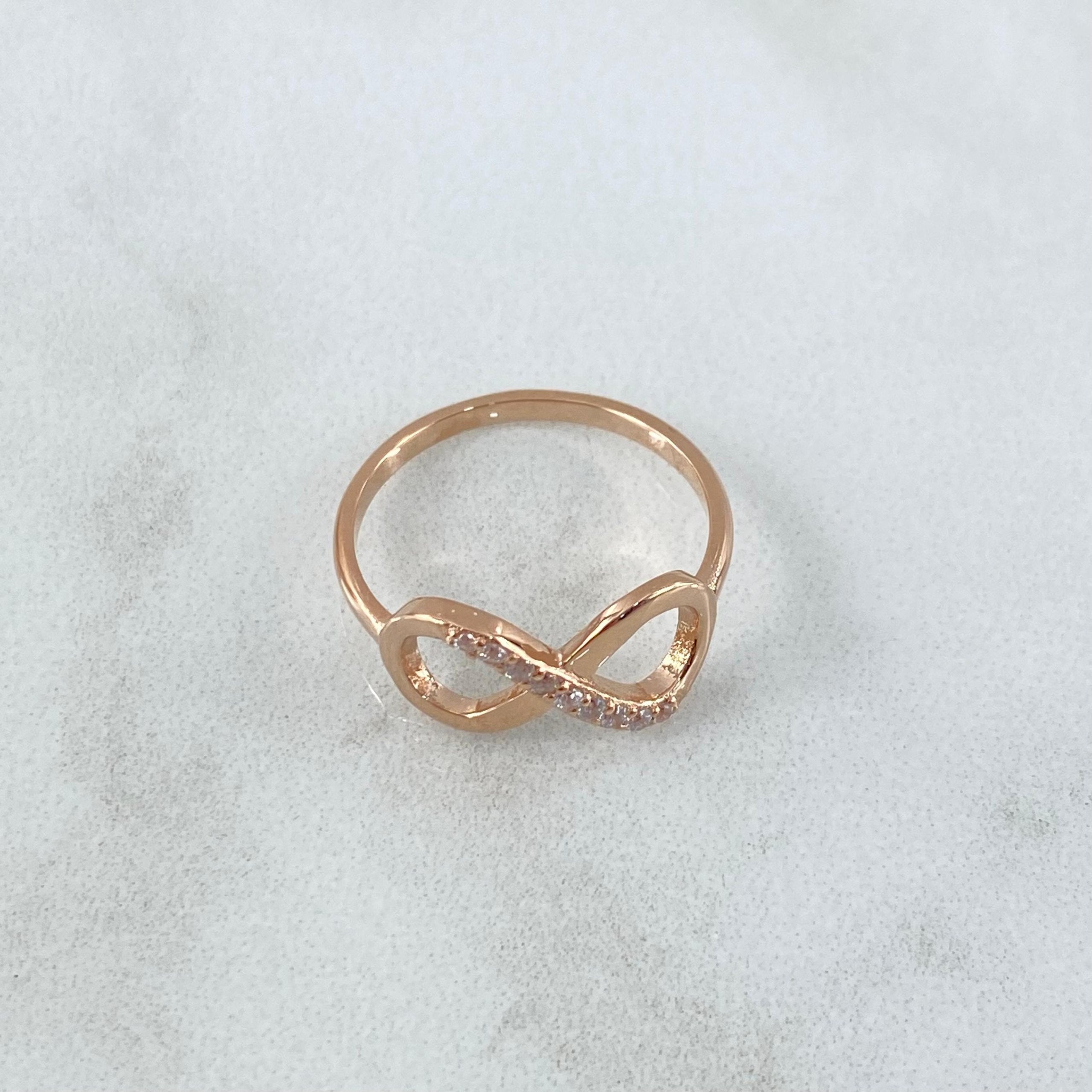 Custom Made to Order Infinity Ring 4gr / White Zircons 18K Rose Gold