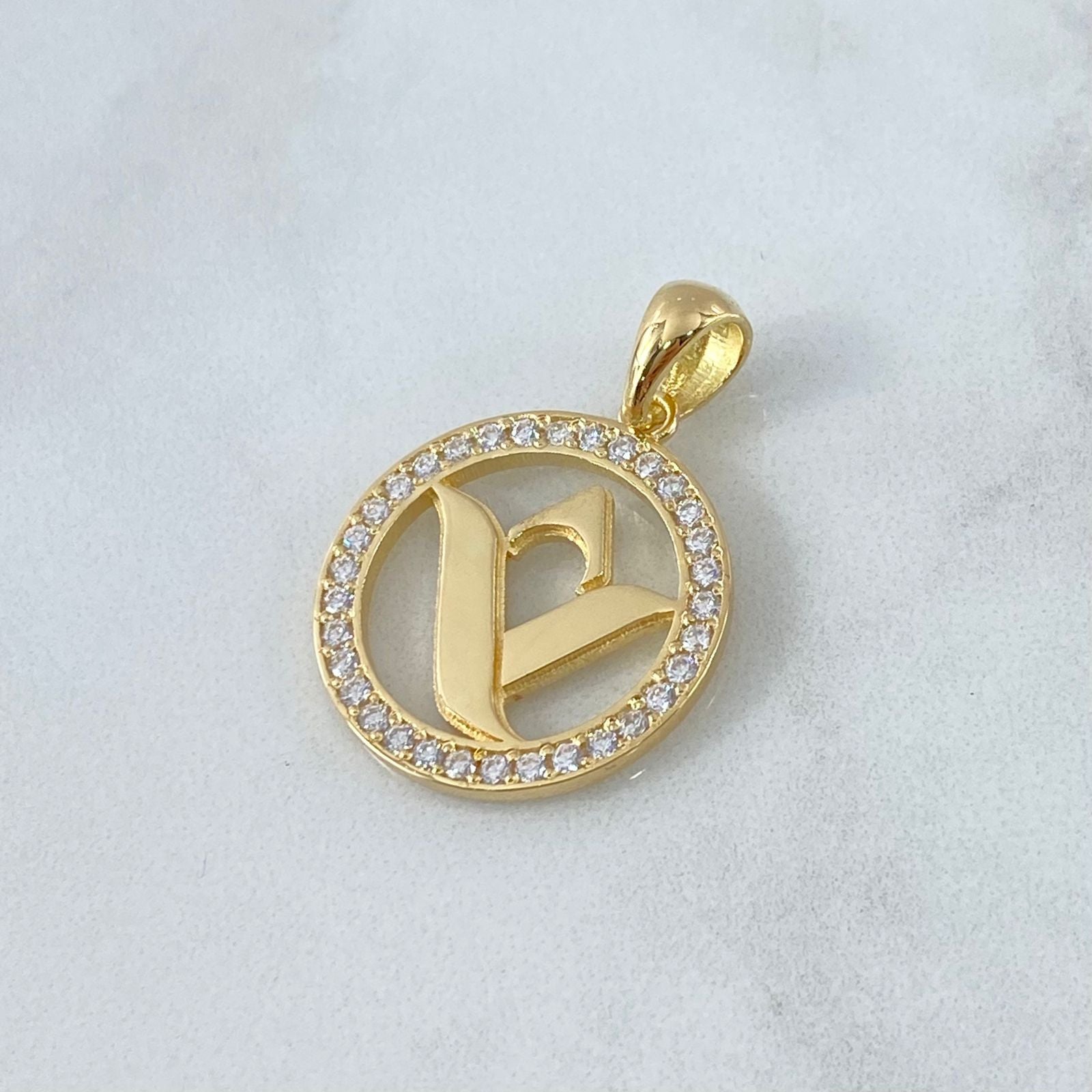 Custom Made to Order Pendant Custom Logo 7gr / White Zirconia 18K Yellow Gold