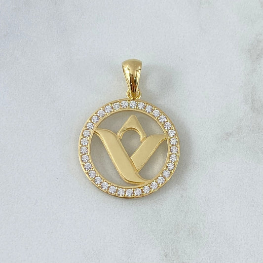 Custom Made to Order Pendant Custom Logo 7gr / White Zirconia 18K Yellow Gold