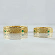 Custom Made to Order Rings Bands Wedding 13gr / Green Zircons 18K Yellow Gold