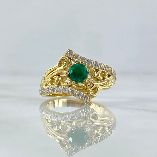 Custom Made to Order Thick Prong Set Solitaire Ring 9gr / White Green Zircons 18K Yellow Gold