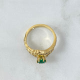 Custom Made to Order Thick Prong Set Solitaire Ring 9gr / White Green Zircons 18K Yellow Gold