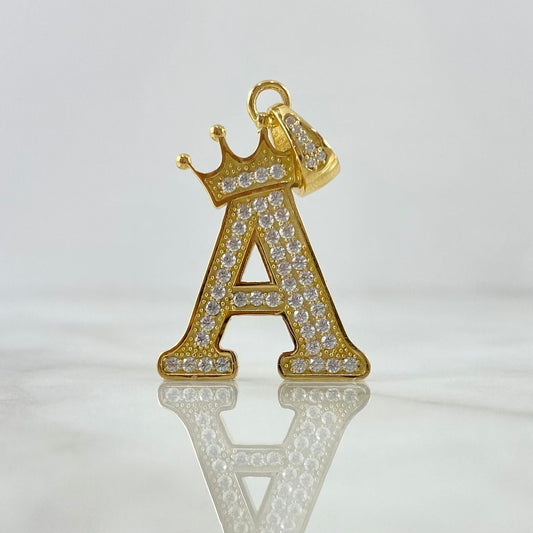 Custom Made to Order Pendant Custom Letter Crown 5gr / White Zircons 18K Yellow Gold