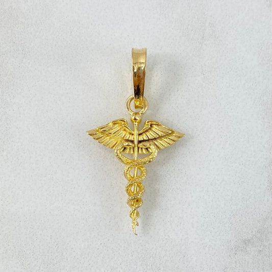 Custom Made to Order Pendant Caduceus Staff 4gr / 18K Yellow Gold