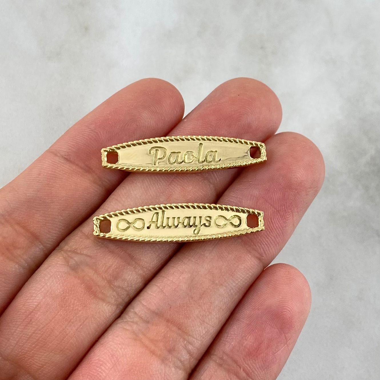 Custom Made to Order Charm Pair of Custom Edged Plates 7gr / 18K Yellow Gold