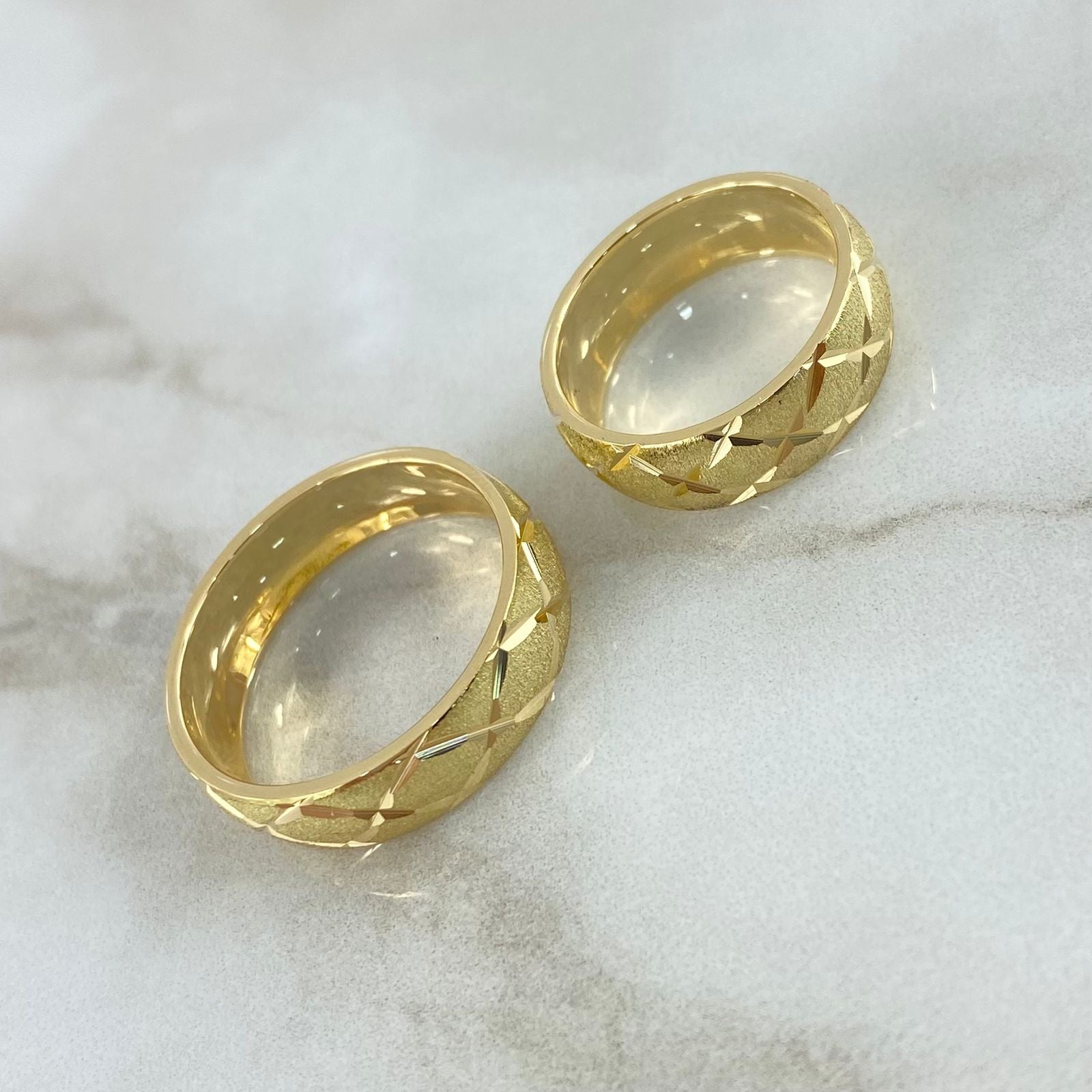 Fabricacion Bajo Pedido Anillo Argolla Mate Cruzadas Matrimonio 13gr / Oro Amarillo 18K