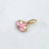 Pendant Flor India 0.8gr / 1.5cm / White Resin Golden Pink Zircon Fuchsia 18K Yellow Gold