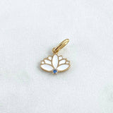 Pendant Flor India 0.8gr / 1.5cm / White Resin Blue Zircon 18K Yellow Gold