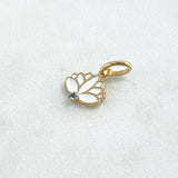 Pendant Flor India 0.8gr / 1.5cm / White Resin Blue Zircon 18K Yellow Gold