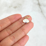 Pendant Flor India 0.8gr / 1.5cm / White Resin Blue Zircon 18K Yellow Gold