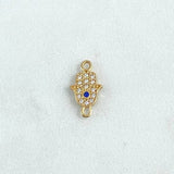 Charm Hamsa Hand 0.55gr / 1.4cm / White Zircons Royal Blue 18K Yellow Gold