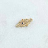 Charm Hamsa Hand 0.55gr / 1.4cm / White Zircons Royal Blue 18K Yellow Gold