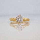 Solitaire Ring Four Prongs 1.25 g / T5 3/4 Yellow Gold 18K