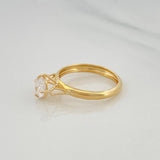 Solitaire Ring Four Prongs 1.25 g / T5 3/4 Yellow Gold 18K